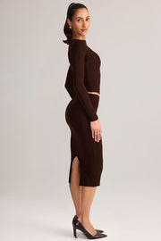 Oh Polly Aven Jupe Crayon Midi Marron Modal
