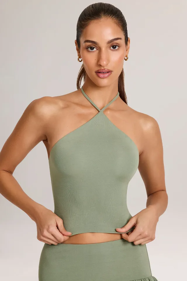Oh Polly Aviora Top licou modal vert sauge moulant