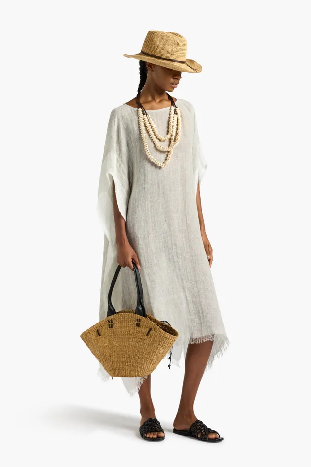 Liviana Conti Flossie caftan lin gris bicolore