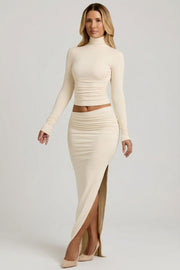 Oh Polly Nadina jupe maxi ivoire modal fendue