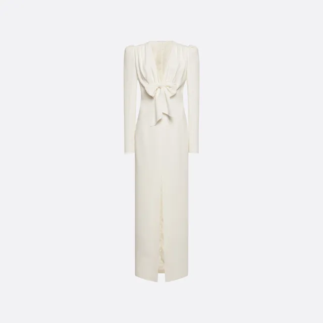 Alessandra Rich Cady Evening Dress Front Split robe blanche 36