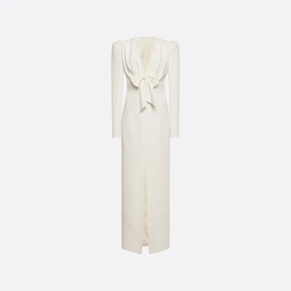 Alessandra Rich Cady Evening Dress Front Split robe blanche 36