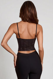 Oh Polly Embellished Armelia haut noir strass col bénitier