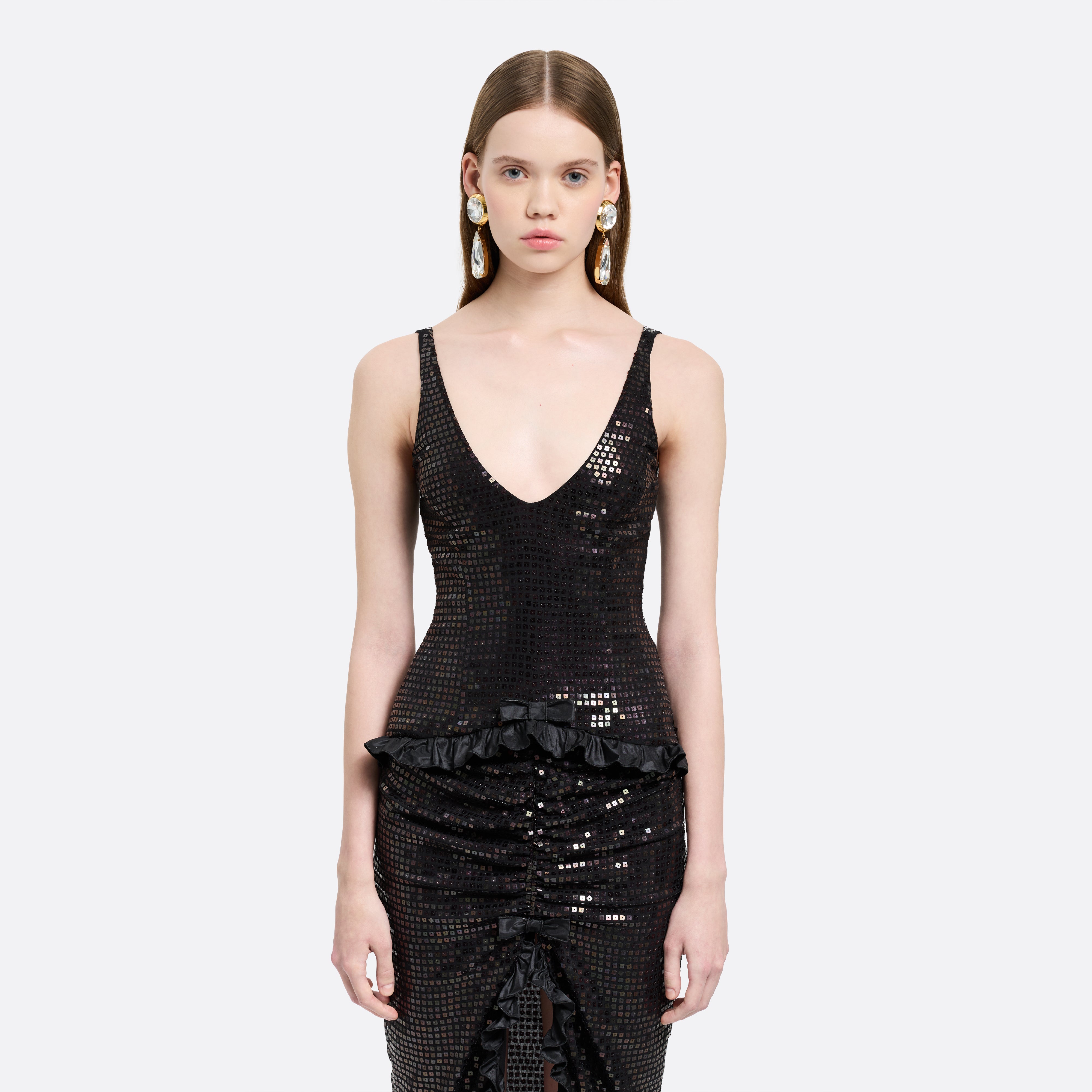 Alessandra Rich Dresses robe de soirée soie noire sequins