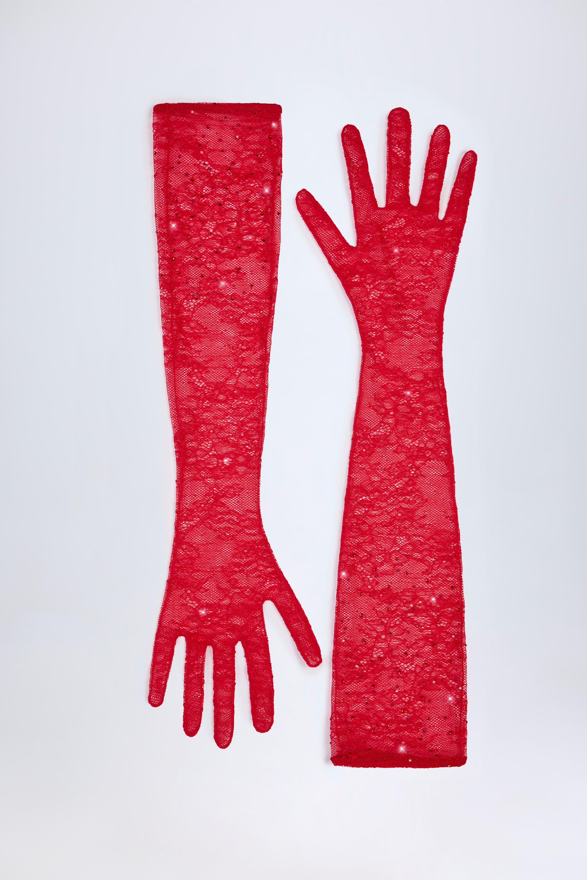 Oh Polly Poe 10816 gants dentelle rouge strass taille unique
