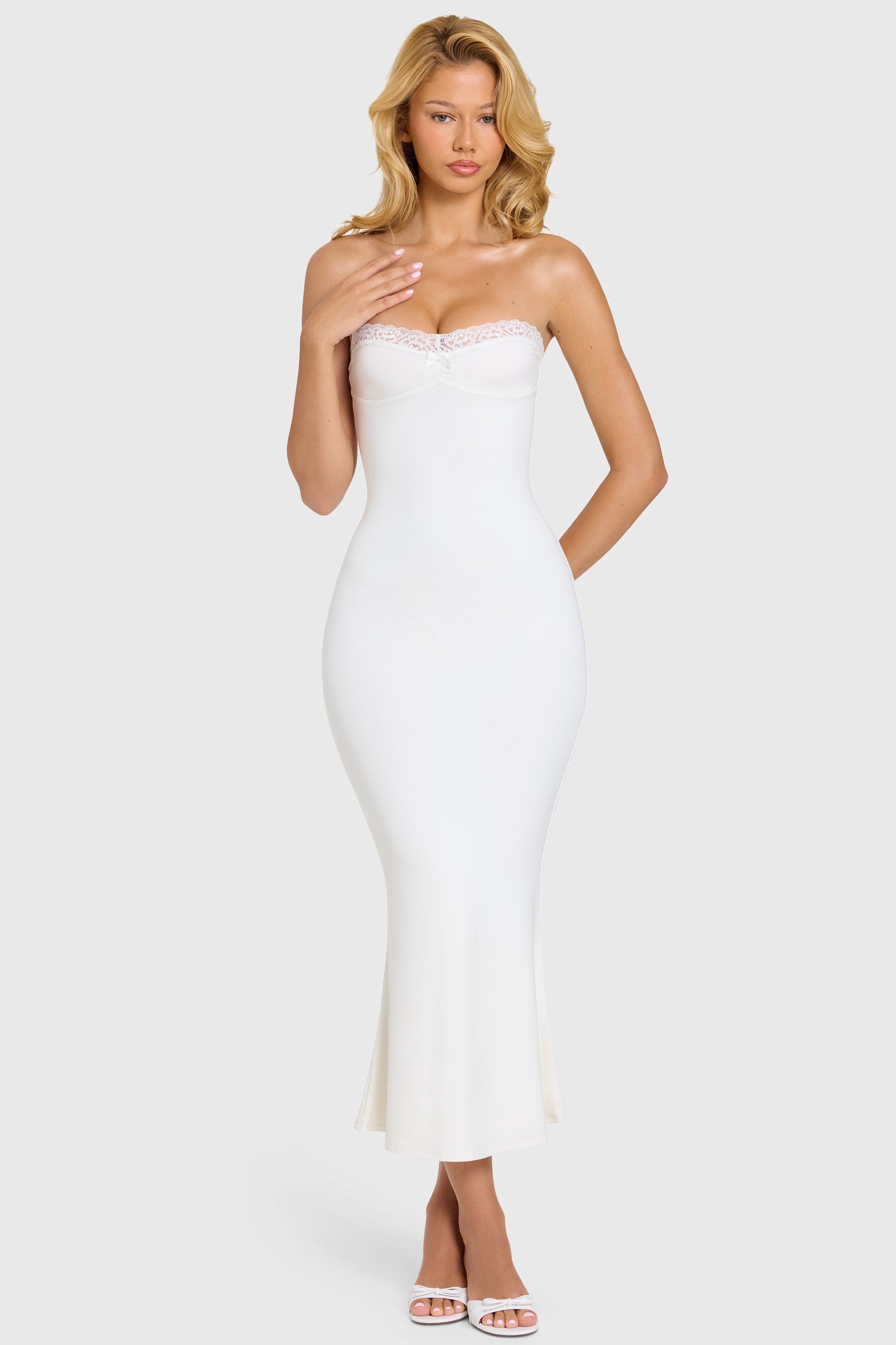 Oh Polly Winslet Robe Bustier Coconut Blanc Dentelle