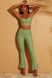 Oh Polly Zuni pantalon dentelle vert taille haute laçage