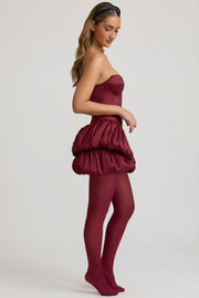 Oh Polly Laela robe mini corset satin rouge vin