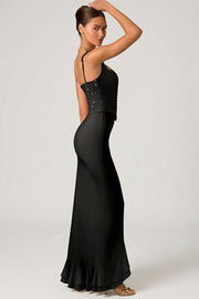 Oh Polly 13141 Robina robe corset noire sequins