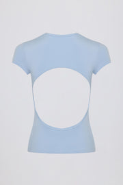Oh Polly BT2467 t-shirt long ciel ajouré dos