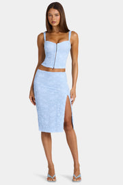 Oh Polly Ana 16577 jupe midi dentelle bleu