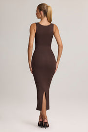 Oh Polly Ainslee 5617 robe midi marron chocolat moulante modal