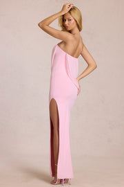 Oh Polly Caliane robe maxi rose bandeau drapée fendue
