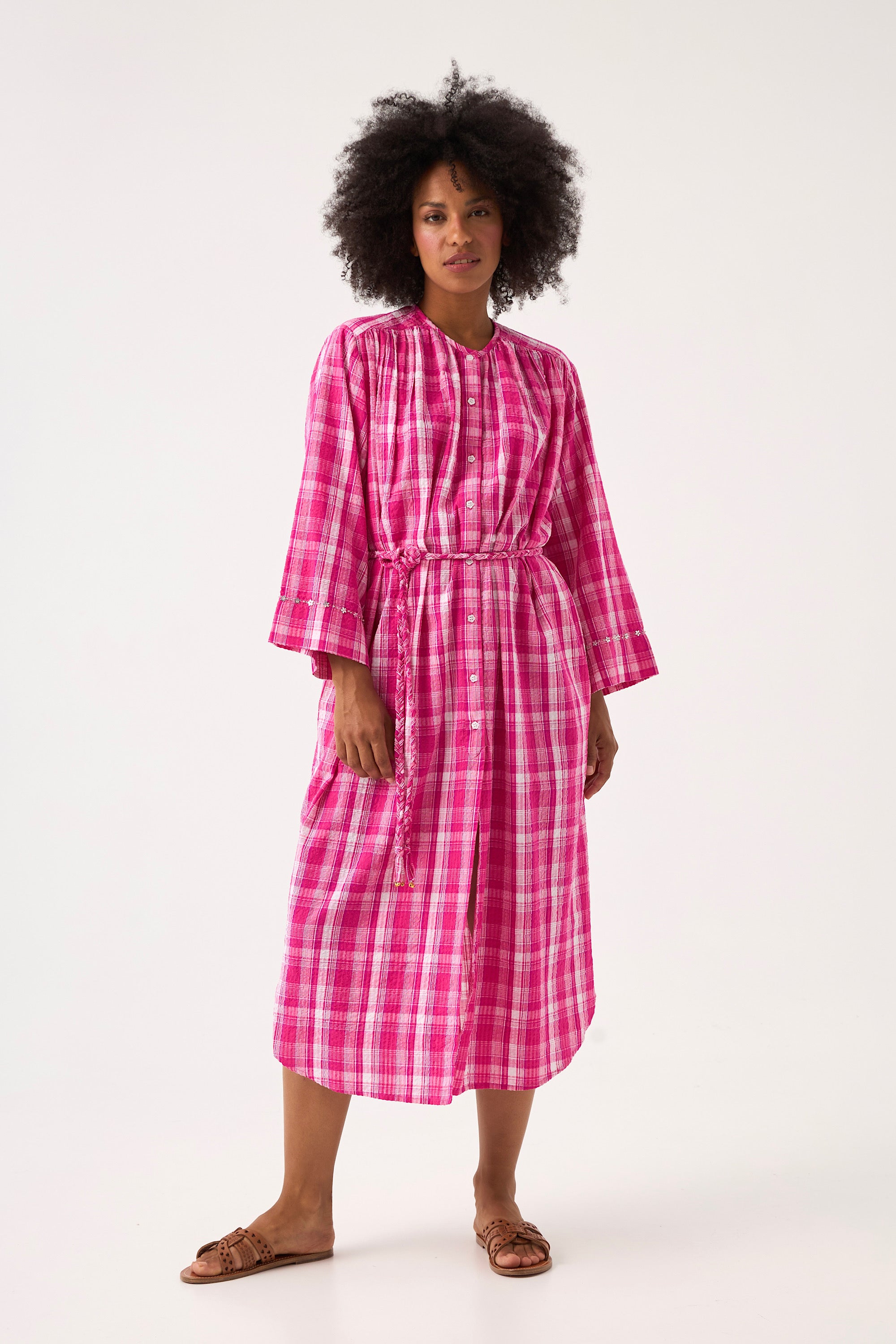ChicoSoleil Magnolia robe longue coton candy check