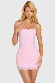 Oh Polly Embellished Auri 15704 mini robe rose bonbon perles