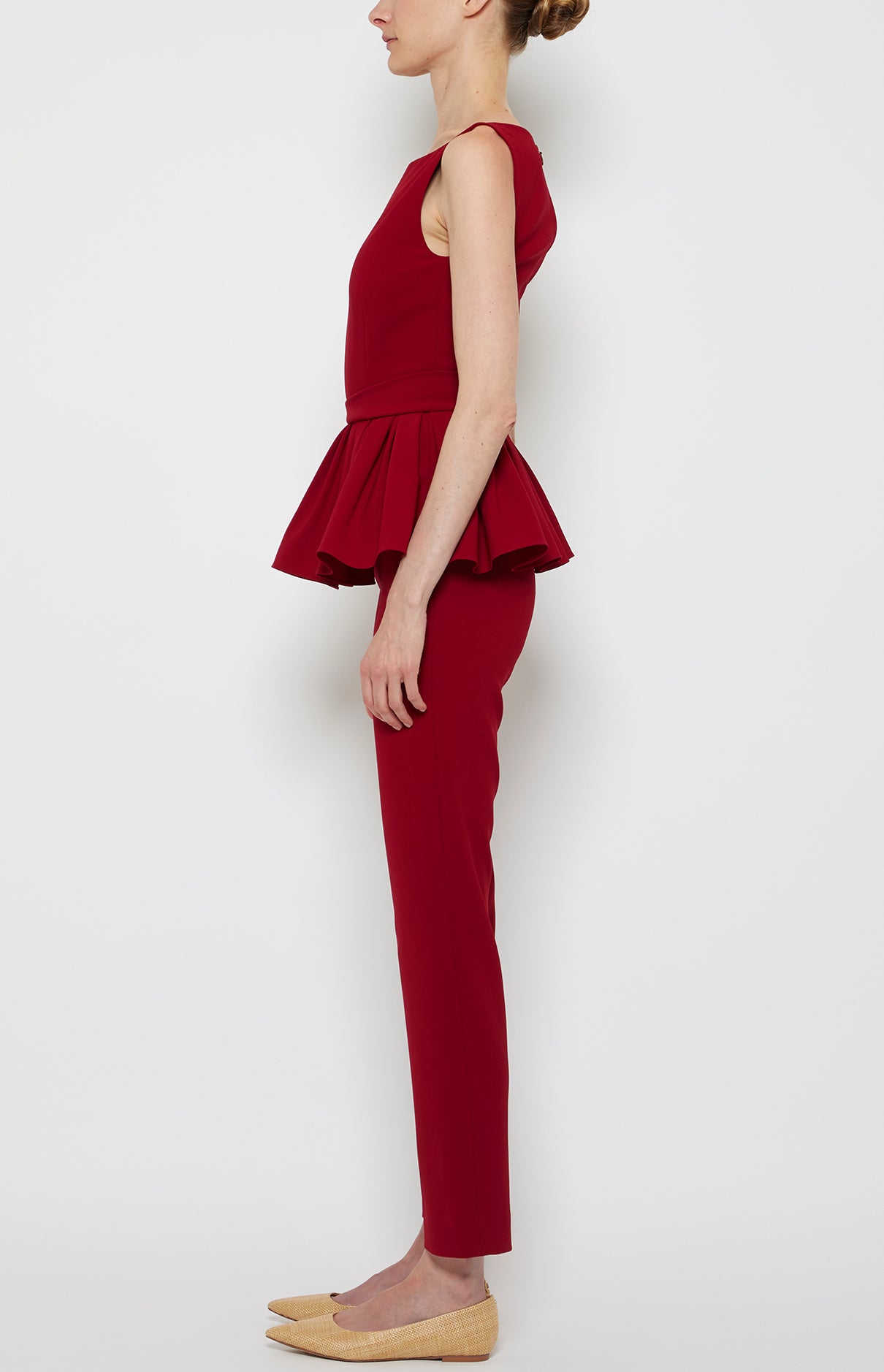 Prabal Gurung Peplum Square Neck Top rouge col carré
