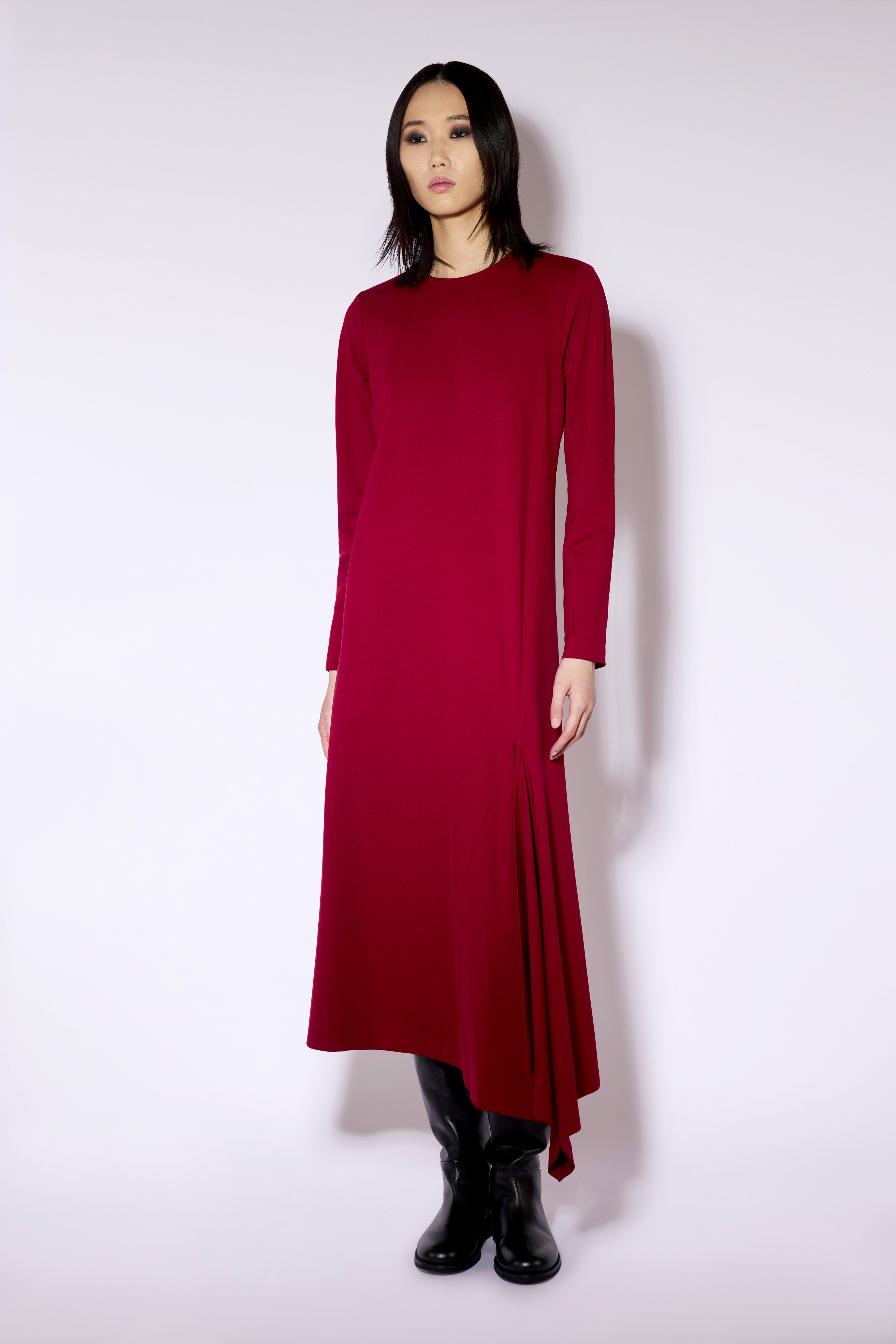 Liviana Conti Kaia robe paprika drapée manches longues
