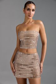 Oh Polly Adaia micro mini jupe amande strass