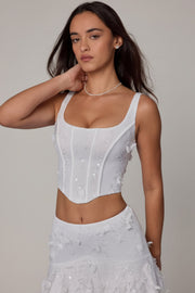 Oh Polly Letitia 10697B top corset blanc sequins