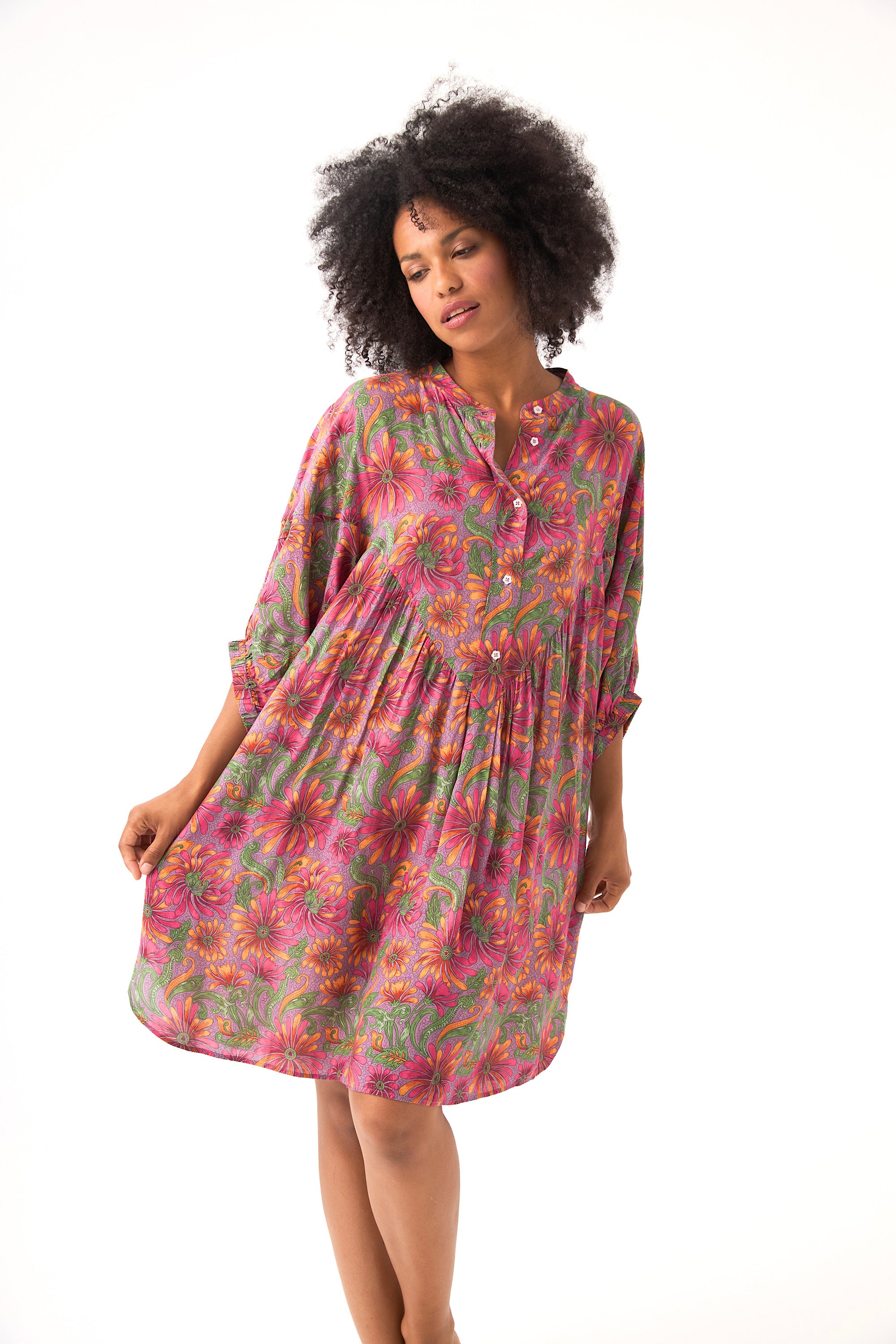 Chicosoleil Agathe robe courte satin viscose fleurie