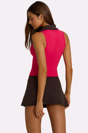 Oh Polly Bo+Tee Soft Active Collared Tank Top débardeur rose fuchsia