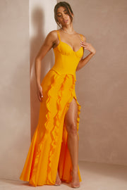 Oh Polly Perrine 6917 robe maxi tangerine corset satin