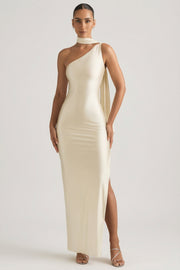 Oh Polly Sheril 13767 robe longue satin perle asymétrique