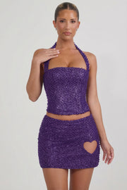 Oh Polly Querida 12712 micro jupe violette cœur perles