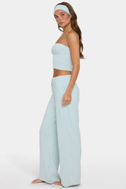 Oh Polly Ribbed Jersey Low-Rise Pantalon Menthe Rayé Taille Basse
