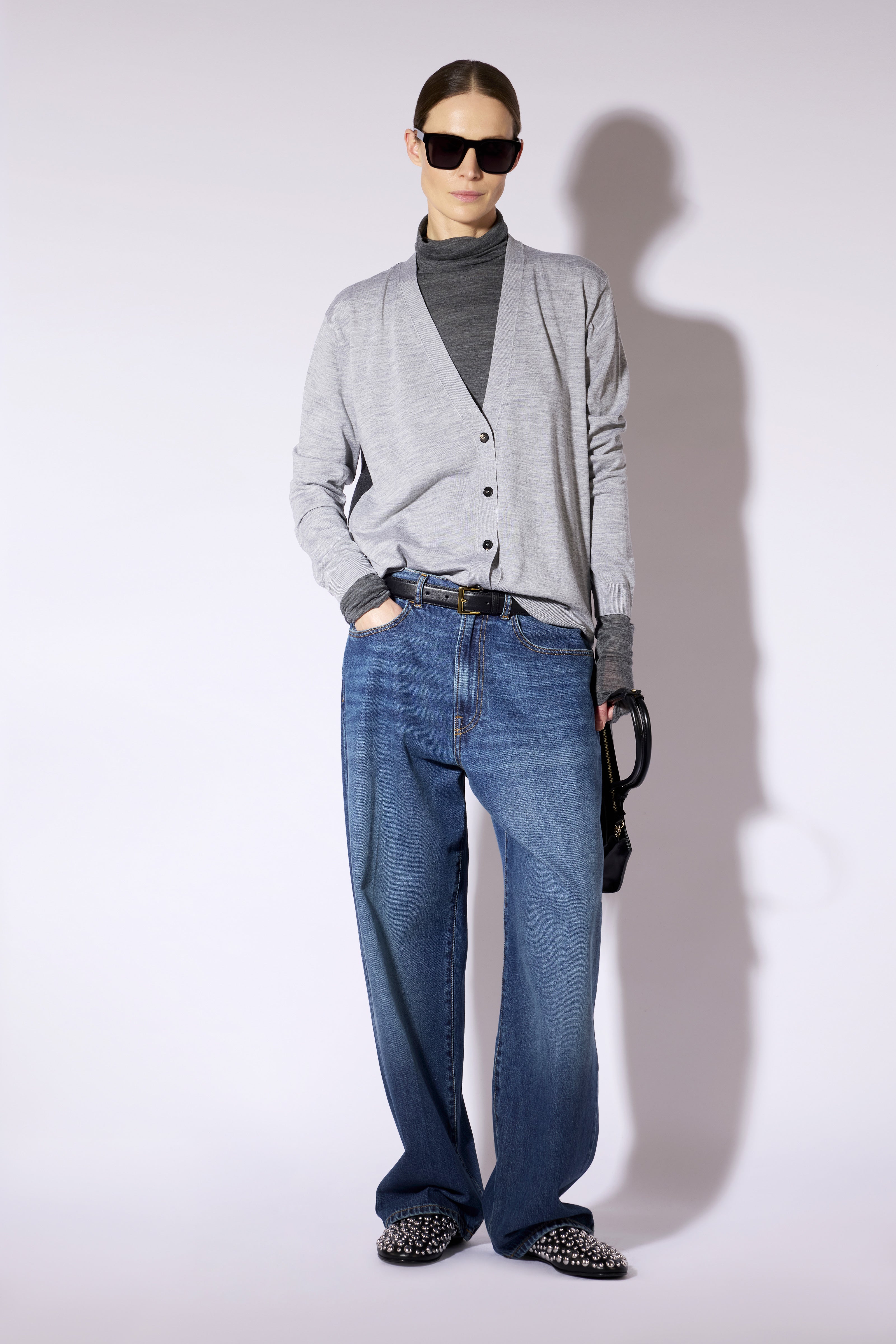 Liviana Conti Lena cardigan laine mérinos gris