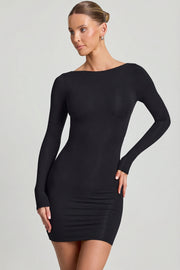 Oh Polly Lyla robe mini noire dos nu modal