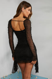 Oh Polly Tivoli 6790 robe courte noire strass manches