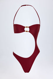 Oh Polly Swim une pièce bandeau dark cherry cut-out