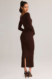 Oh Polly Ori robe midi marron chocolat modal