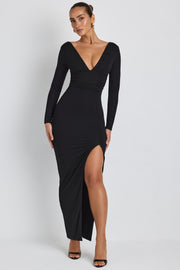 Oh Polly Marcela robe maxi noire modal fendue