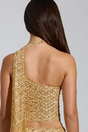 Oh Polly Adhara micro mini jupe dorée taille basse strass