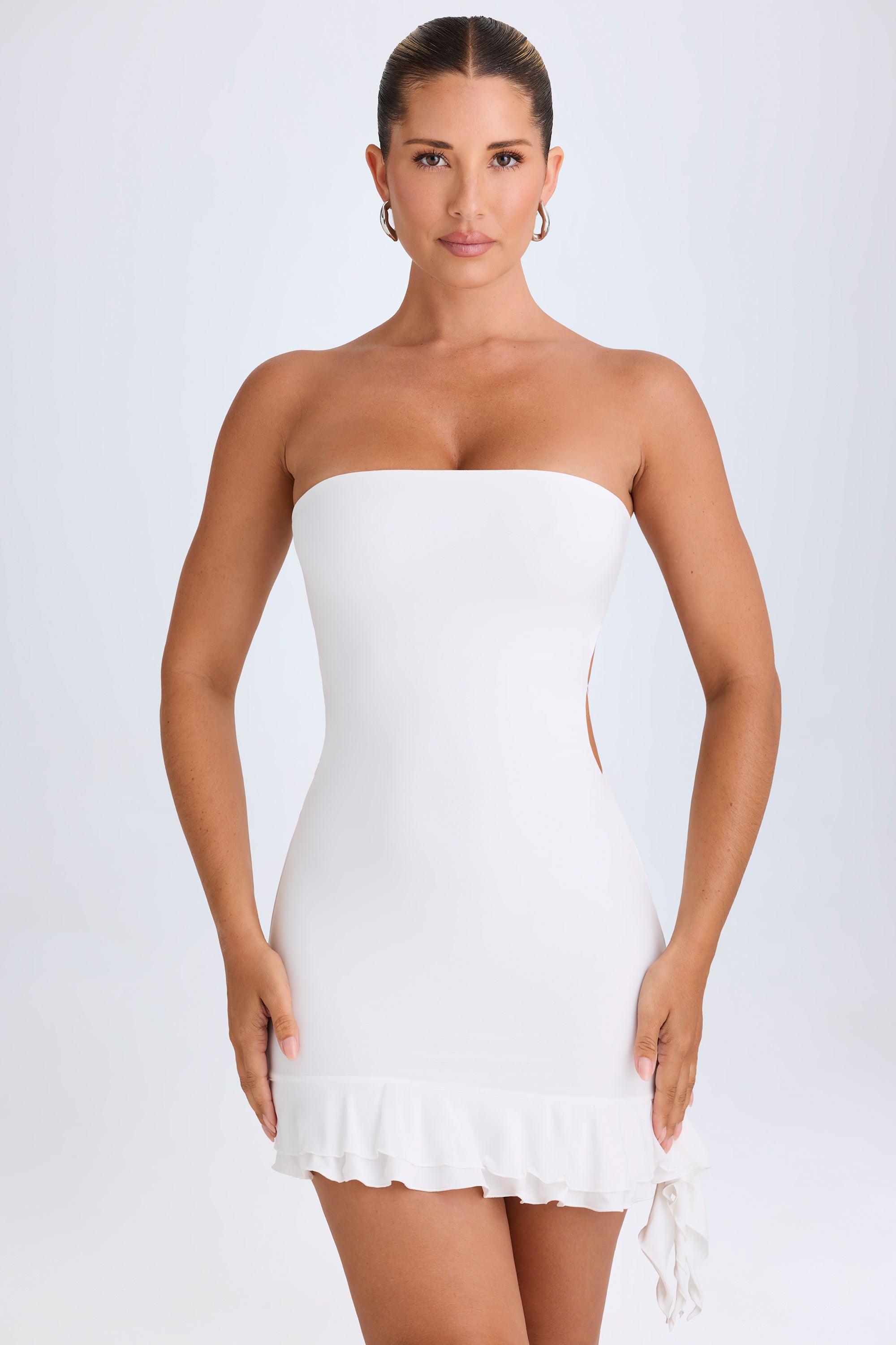 Oh Polly Misa 10174 robe mini blanche bandeau volants