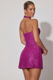 Oh Polly Caralie top corset magenta dos nu perles