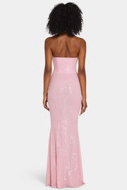 Oh Polly Embellished Sansel robe longue rose sequins