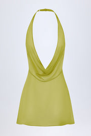 Oh Polly Iona mini robe vert olive dos nu col bénitier