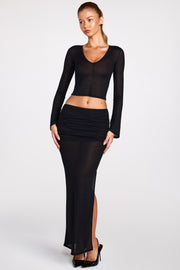 Oh Polly Tops Liah Top Noir Plongeant Transparent