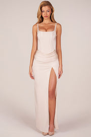 Oh Polly Marleigh 15691 Robe Maxi Pearl Corset Satin
