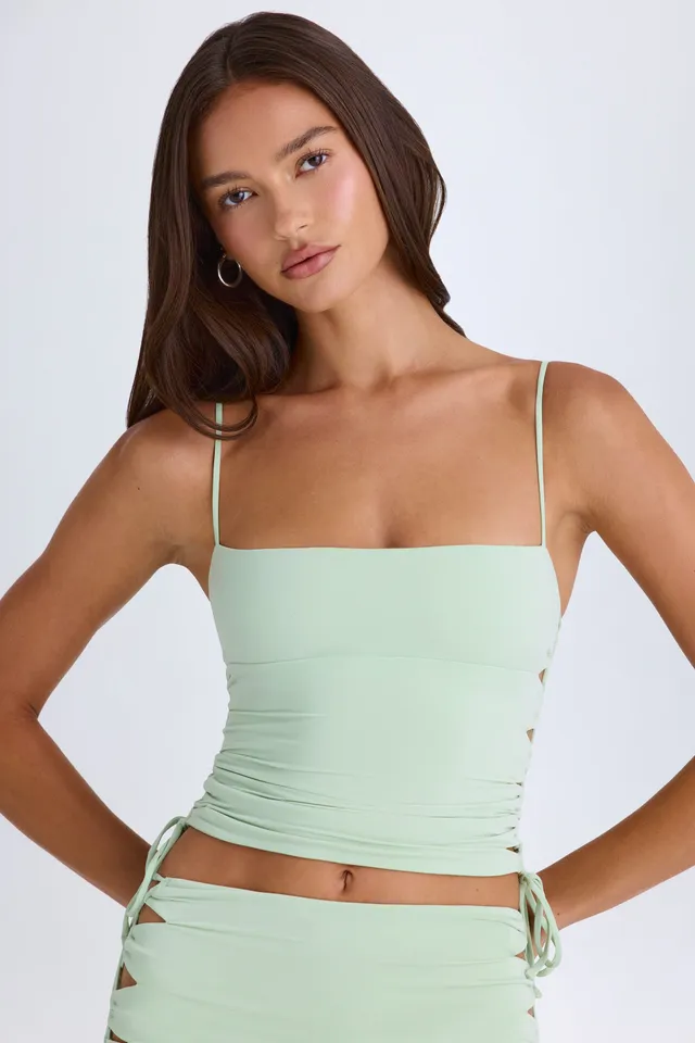 Oh Polly Emerson Top vert découpé lacé ruché