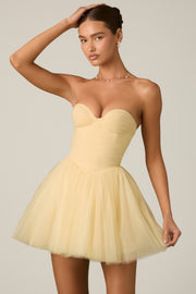 Oh Polly Dottie robe mini corset tulle jaune bustier