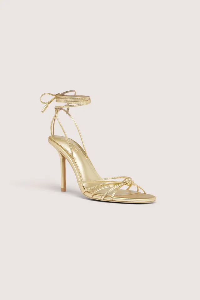 Oh Polly Sora Lace-Up Sandale Talon Doré 10 cm