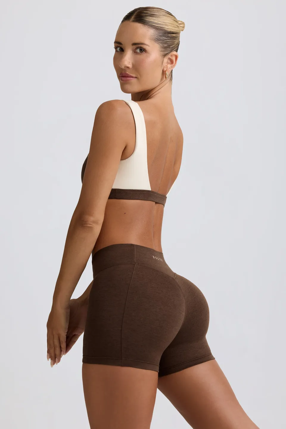 Oh Polly Bo+Tee mini short Pecan Marl froncé