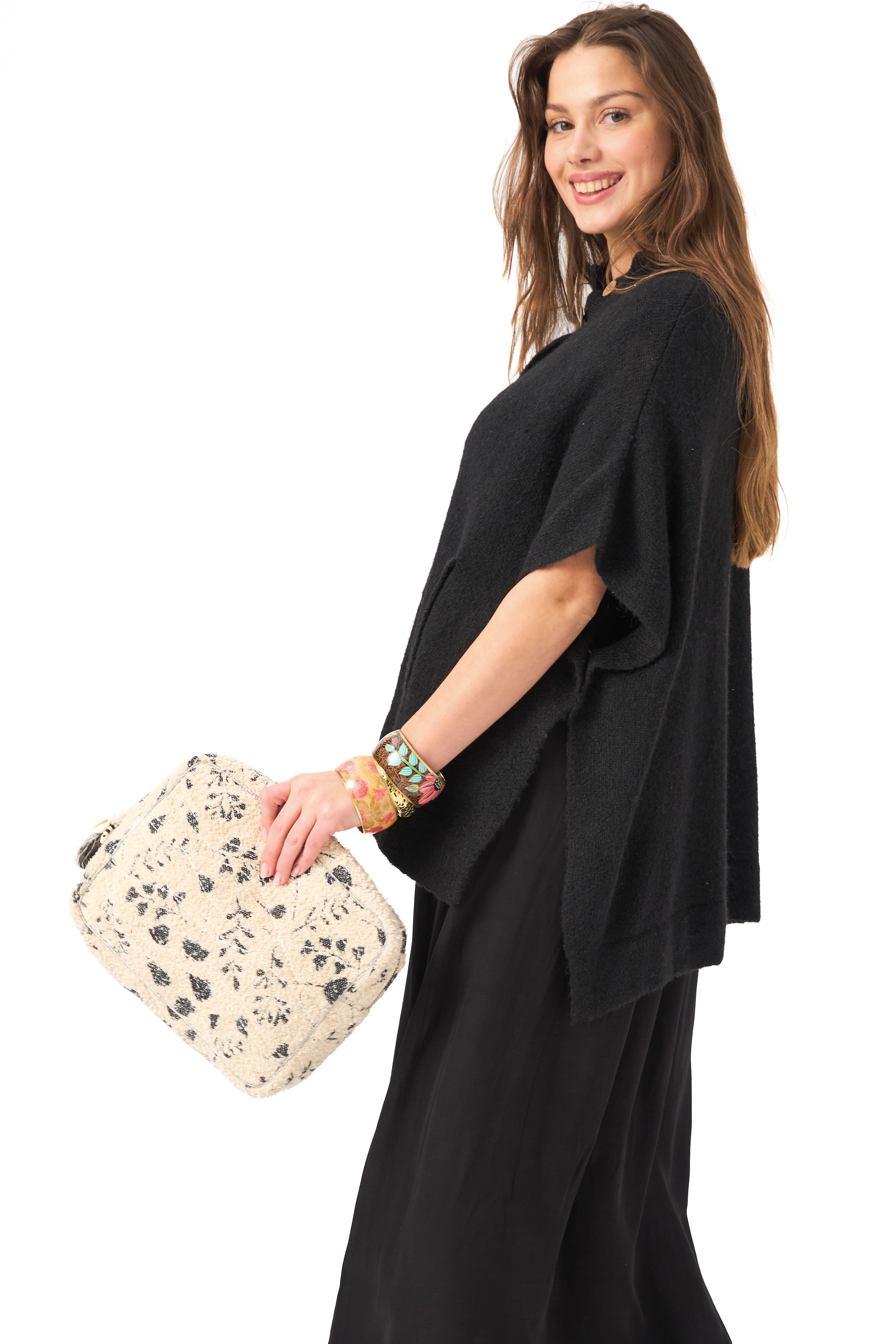 Chicosoleil Ami pochette matelassée crème fleurs coton