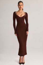 Oh Polly Ori robe midi marron chocolat modal