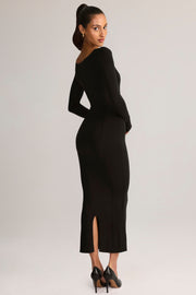 Oh Polly Dresses 15541 robe midi noire manches longues