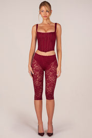 Oh Polly Annalisa pantalon dentelle rouge cerise capri 44 cm
